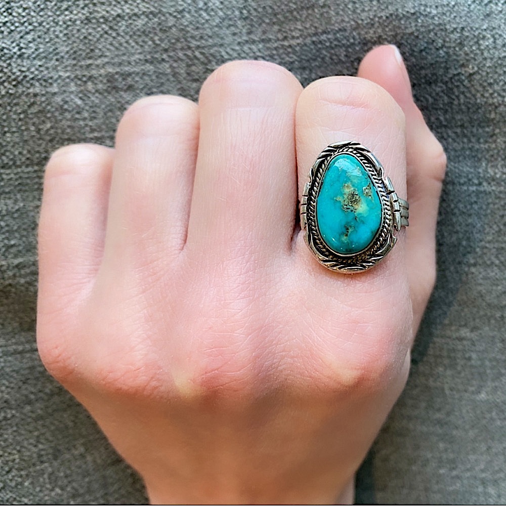 Sterling silver turquoise statement ring vintage